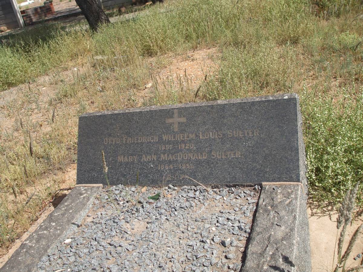 SULTER Otto Friedrich Wilhelm Louis 1857-1920 &amp; Mary Ann MACDONALD 1864-1951
