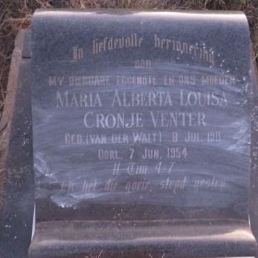 VENTER Maria Alberta Louisa Cronje nee VAN DER WALT 1911-1954
