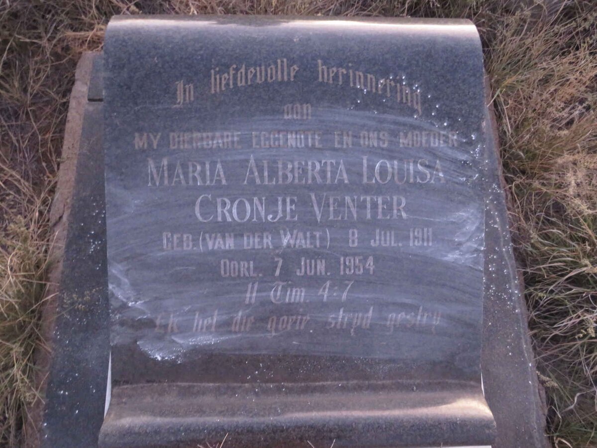 VENTER Maria Alberta Louisa Cronje nee VAN DER WALT 1911-1954
