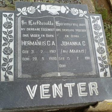 VENTER Hermanus C.A. 1917-1980 &amp; Johanna C. MARAIS 1911-