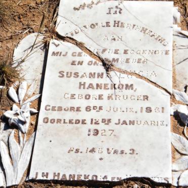 HANEKOM Susanna Lucia nee KRUGER 1861-1927