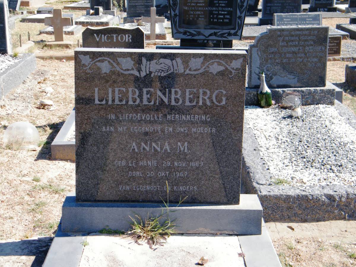 LIEBENBERG Anna M. nee LE HANIE 1889-1967