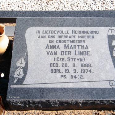 LINDE Anna Martha, van der nee STEYN 1888-1974