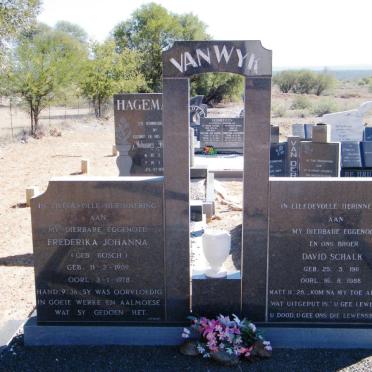 WYK David Schalk, van 1911-1988 &amp; Frederika Johanna BOSCH 1909-1978