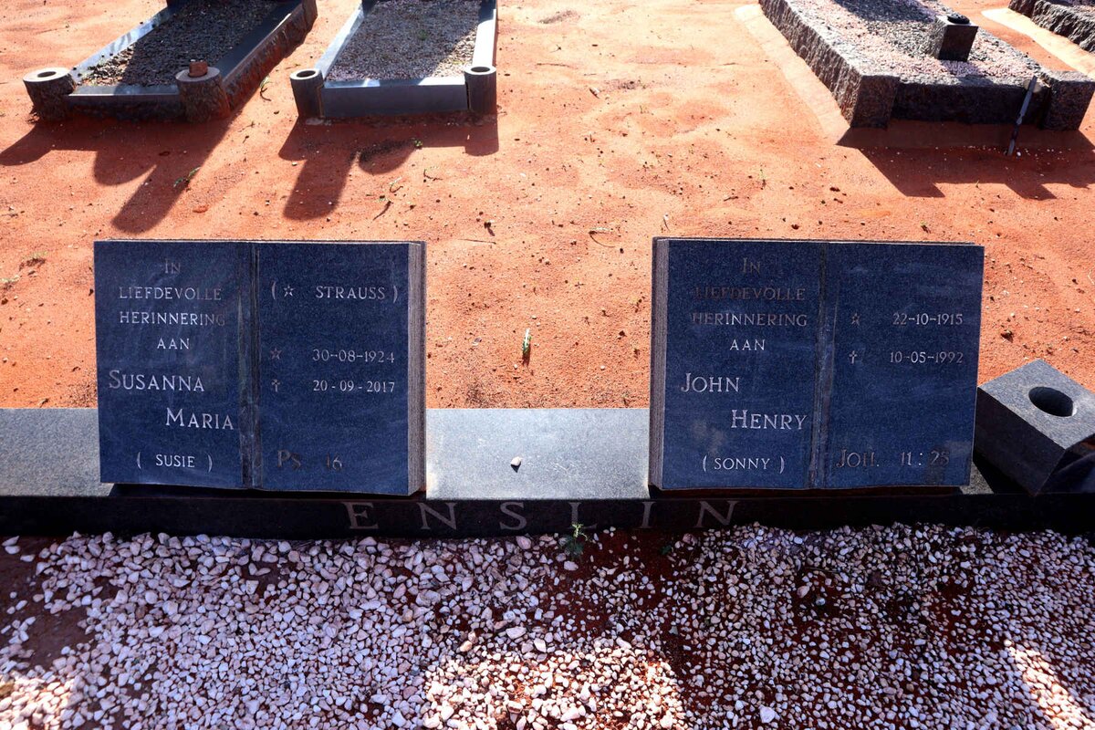 ENSLIN John Henry 1915-1922 & Susanna Maria STRAUSS 1924-2017 