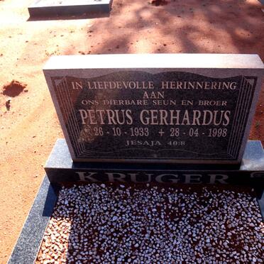KRUGER Petrus Gerhardus 1933-1998
