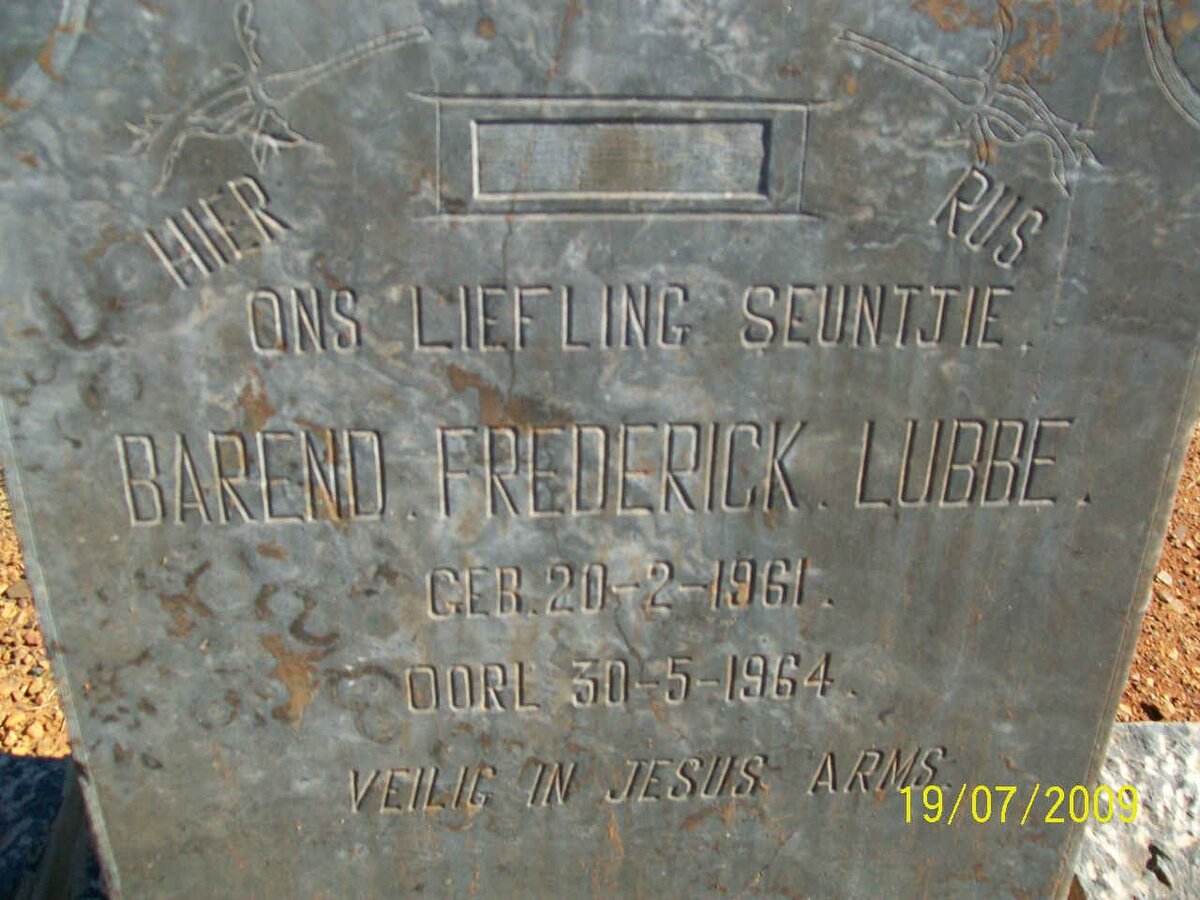LUBBE Barend Frederick 1961-1964