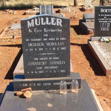 MÜLLER Diederick Nicholaas 1919-1963 &amp; Gerbrecht Cornelia PRETORIUS 1937-1986
