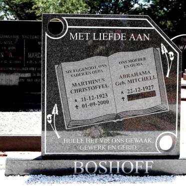 BOSHOFF Marthinus Christoffel 1923-2000 &amp; Abrahama MITCHELL 1927-