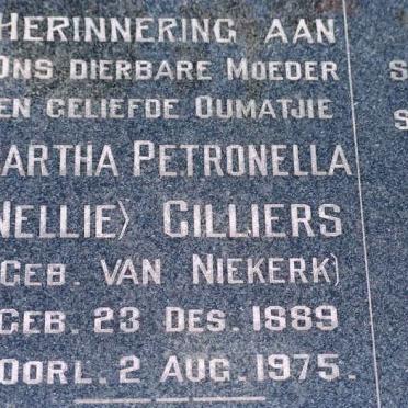 CILLIERS Martha Petronella nee VAN NIEKERK 1889-1975