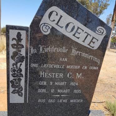 CLOETE Hester Catherina Maria nee CLOETE 1924-1995