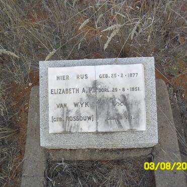 WYK Elizabeth A.P., van ROSSOUW 1877-1951