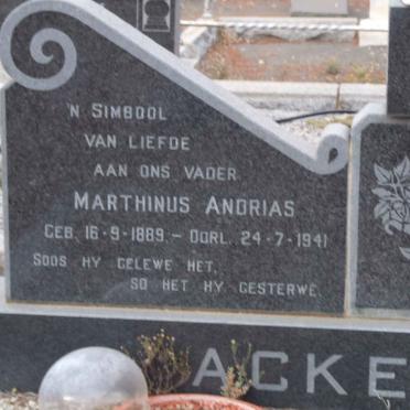 ACKERMAN Marthinus Andrias 1889-1941 &amp; Martha Elizabeth BERG 1898-1974 