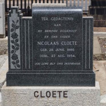 CLOETE Nicolaas 1886-1954