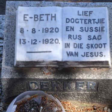 DEKKER E-beth 1920-1920