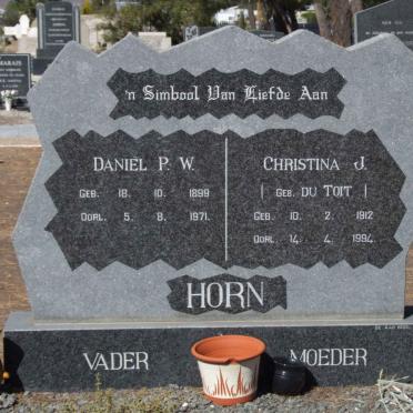 HORN Daniel P.W. 1899-1971 &amp; Christina J. DU TOIT 1912-1994