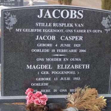 JACOBS Jacob Casper 1925-2006 &amp; Magdel Elizabeth POGGENPOEL 1933-