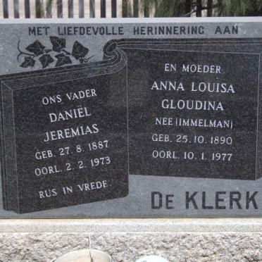 KLERK Daniel Jeremias, de 1887-1973 &amp; Anna Louisa Gloudina IMMELMAN 1890-1977