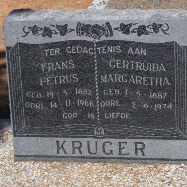 KRUGER Frans Petrus 1882-1966 &amp; Gertruida Margaretha 1887-1974