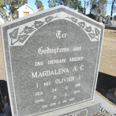 MARAIS Magdalena A. C. nee OLIVIER 1918-1971