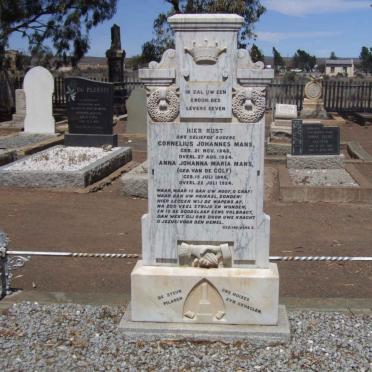 MANS Cornelius Johannes 1848-1924 &amp; Anna Johanna Maria VAN DER COLF 1848-1924