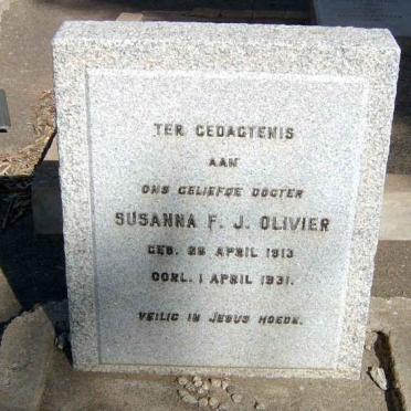 OLIVIER Susanna F.J. 1913-1931