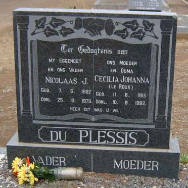PLESSIS Nicolaas J., du 1902-1970 &amp; Cecilia Johanna LE ROUX 1915-1992