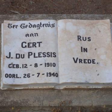 PLESSIS Gert J., du 1910-1940