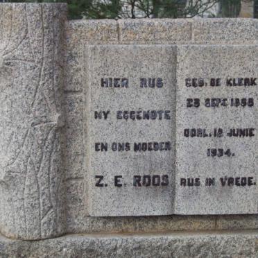 ROOS Z.E. nee DE KLERK 18?8-1934