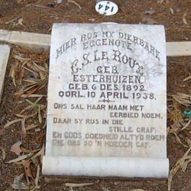 ROUX G.S., le nee ESTERHUIZEN 1892-1938