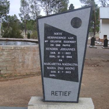 RETIEF Hendrik Johannes 1923-1966 &amp; Margaretha Magdalena Maria HOON 1933-