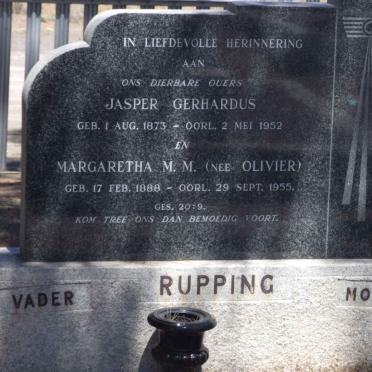 RUPPING Jasper Gerhardus 1873-1952 &amp; Margaretha M.M. OLIVIER 1888-1955