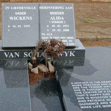 SCHALKWYK Wickens, van 1939-  &amp; Alida VISAGIE 1933-2008