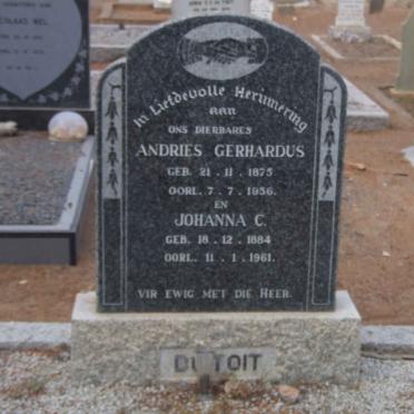 TOIT Andries Gerhardus, du 1875-1956 &amp; Johanna C. 1884-1961