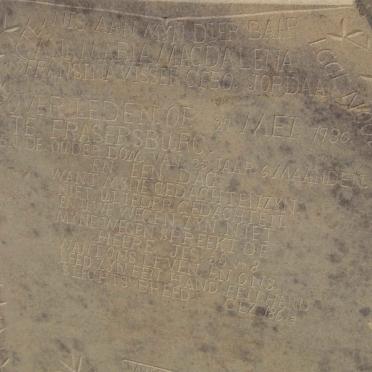 VISSER Ana Maria Magdalena Fransina nee JORDAAN  -1930