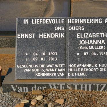 WESTHUIZEN Ernst Hendrik, van der 1923-2013 &amp; Elizabeth Johanna MULLER 1931-