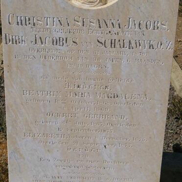 SCHALKWYK Christina Susanna, van nee JACOBS -1879 :: SCHALKWYK Beatrix Maria Magdalena, van 1868-1869