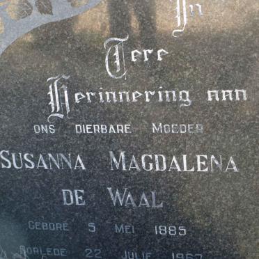 WAAL Susanna Magdalena, de 1885-1967