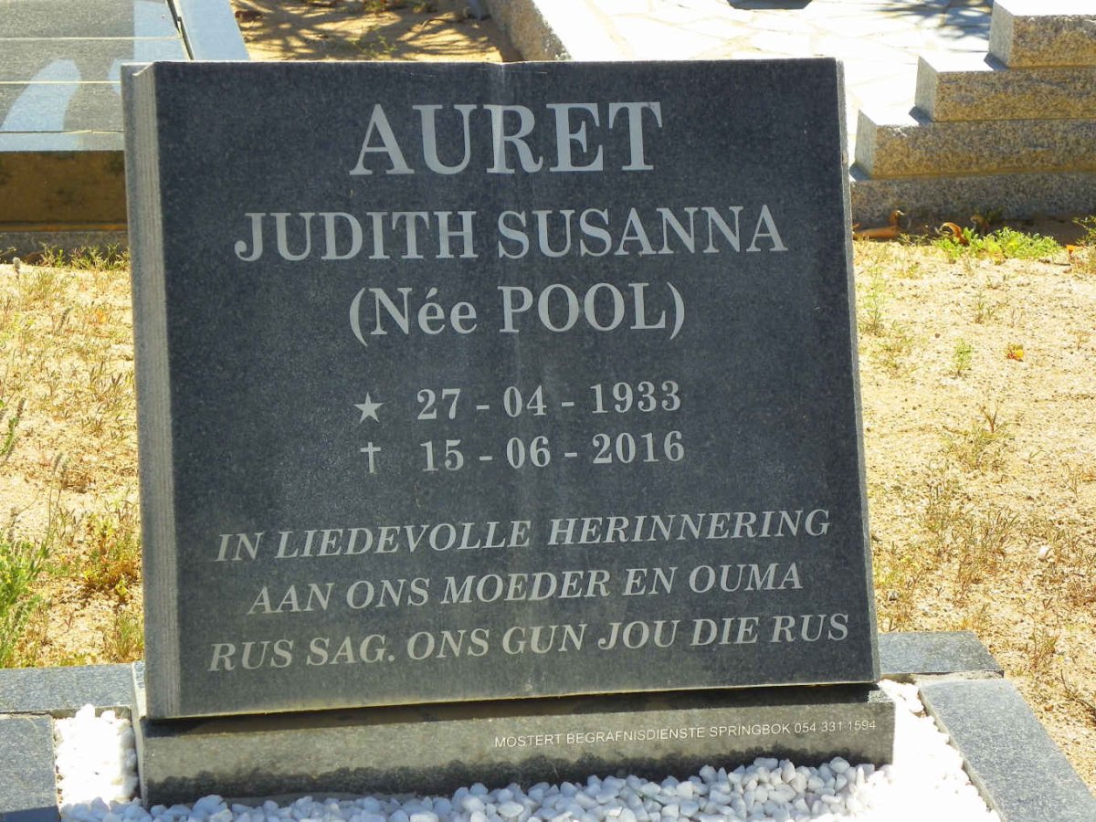 AURET Judith Susanna nee POOL 1933-2016