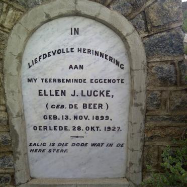 LUCKE Ellen J. nee DE BEER 1899-1927