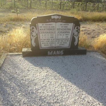 MANS Marthinus Gerhardus 1924-1999 &amp; Hendrina Johanna 1924-2008