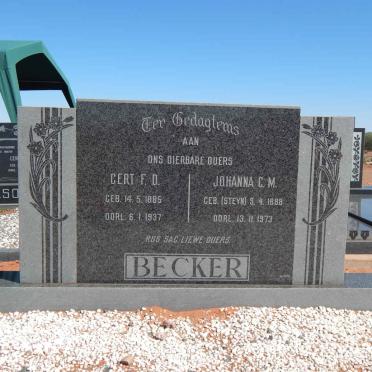 BECKER Gert F.D. 1885-1937 &amp; Johanna C.M. STEYN 1888-1973