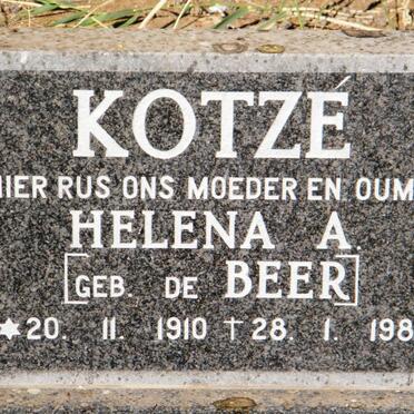 KOTZÉ Helena A. nee DE BEER 1910-1989