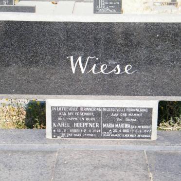 WIESE Karel Hoepfener 1909-1974 &amp; Maria Martina MYBURGH 1915-1977