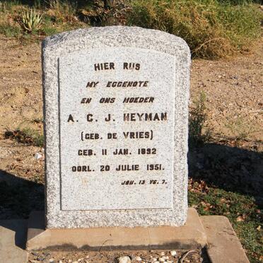 HEYMAN A.C.J. nee DE VRIES 1892-1951