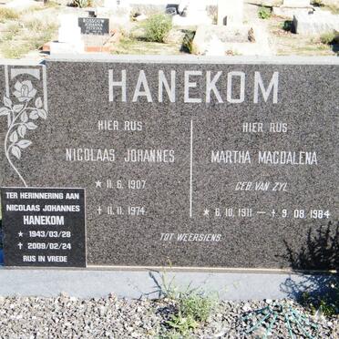 HANEKOM Nicolaas Johannes 1907-1974 &amp; Martha Magdalena VAN ZYL 1911-1984 :: HANEKOM Nicolaas Johannes 1943-2009