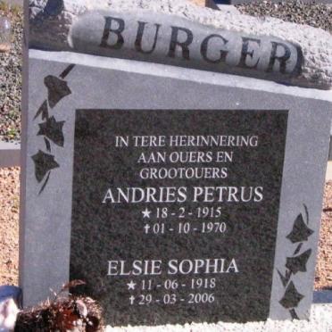 BURGER Andries Petrus 1915-1970 &amp; Elsie Sophia 1918-2006