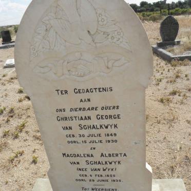 SCHALKWYK Christiaan George, van 1849-1930 &amp; Magdalena Alberta VAN WYK 1855-1935