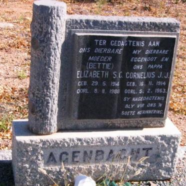 AGENBACHT  Cornelius J.J. 1914-1963 &amp; Elizabeth S.C. 1914-1988