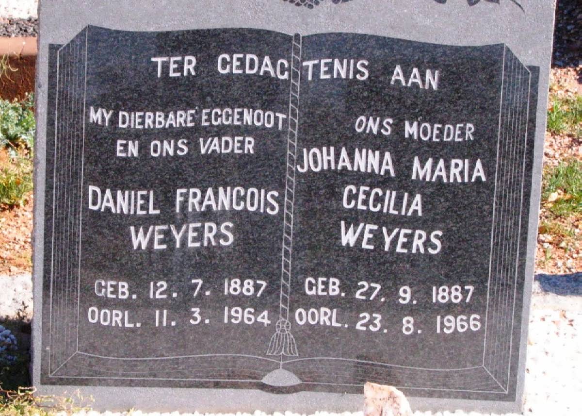 WEYERS Daniel Francois 1887-1964 &amp; Johanna Maria Cecilia 1887-1966